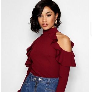 Maroon bodysuit from Boohoo